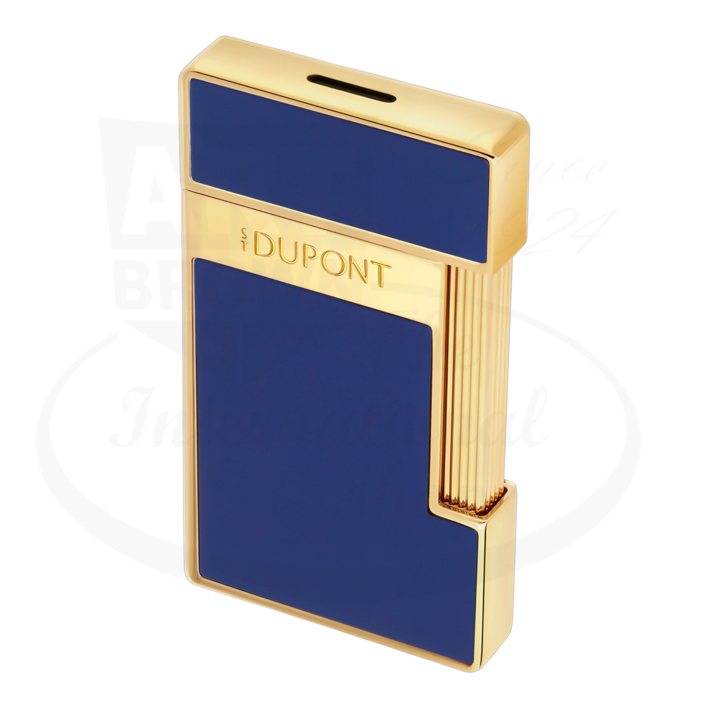 S.T. Dupont Slimmy Blue Lacquer Gold lighter 028225 rectangular slim design with glossy blue and gold finish