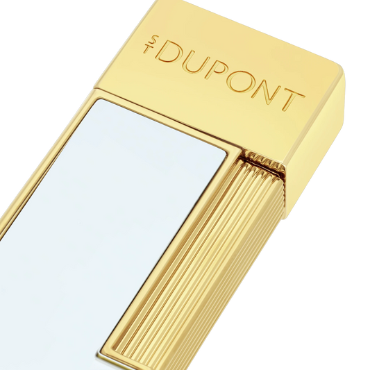 S.T. Dupont Twiggy White Lacquer & Gold Lighter, 030031