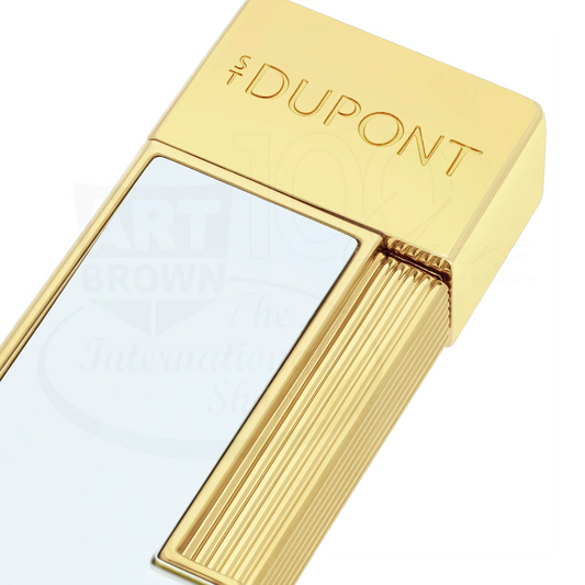 S.T. Dupont Twiggy White Lacquer & Gold Lighter, 030031