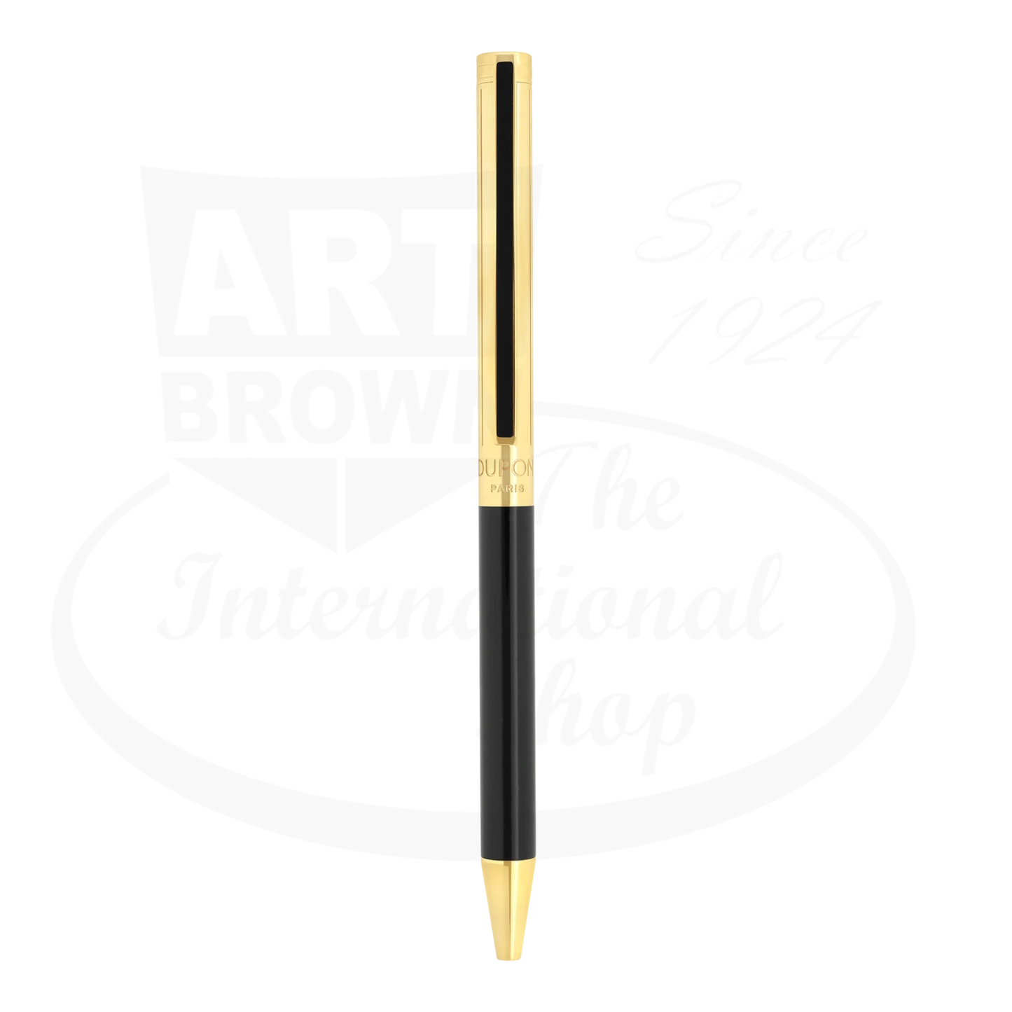 S.T. Dupont New Classique gold and black lacquer ballpoint pen, 045076n, featuring black lacquer pocket clip.