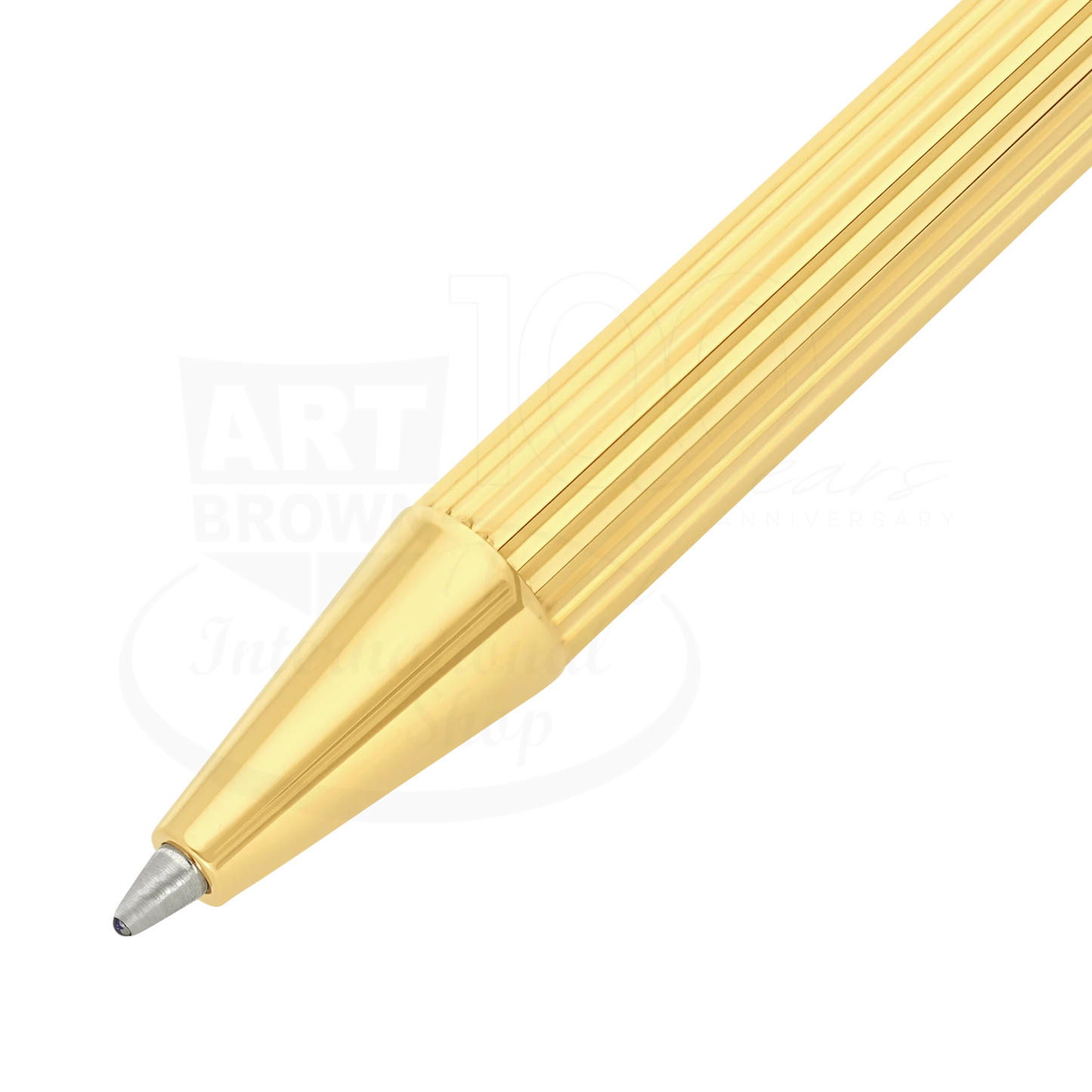 S.T. Dupont New Classique ballpoint pen tip 045078N in gold-tone with grooved lacquer barrel detail