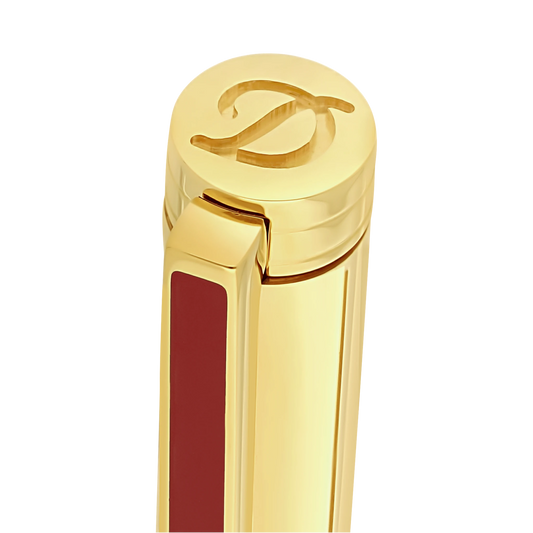 S.T. Dupont New Classique Gold and Red Lacquer Ballpoint Pen, 045078N