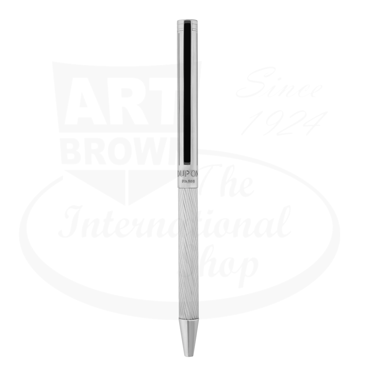 S.T. Dupont New Classique palladium
and black lacquer ballpoint pen, 045079n, featuring black lacquer pocket clip.