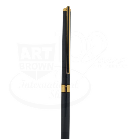 S.T. Dupont Classique 045290N ballpoint pen with black lacquer finish and gold trim detailing