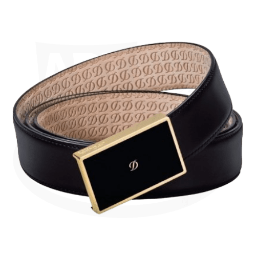 S.T. Dupont Line D Box Belt with Black Lacquer and Gold, 051231