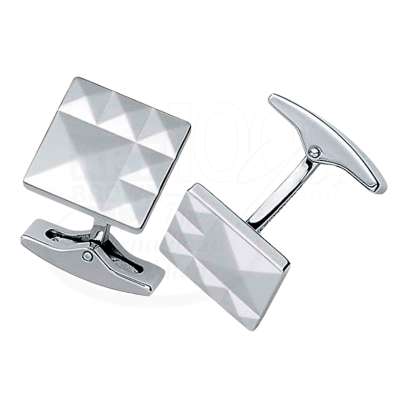 S.T. Dupont Diamond Head Cufflinks 005222 polished stainless steel square geometric pattern design