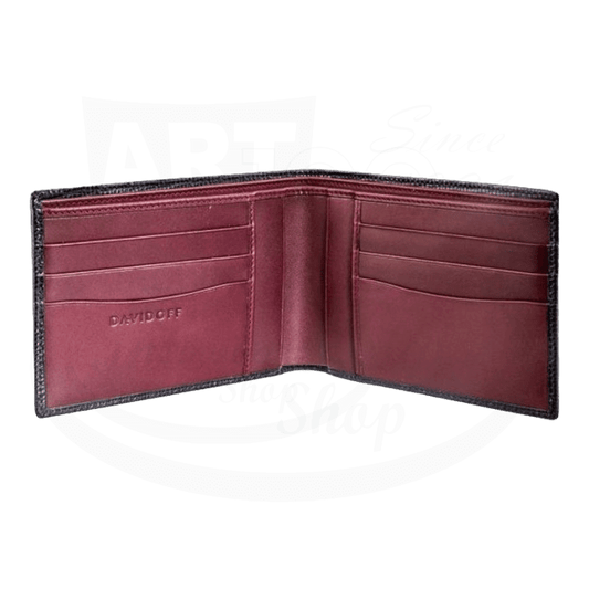 Davidoff Bifold Credit Card Holder/Wallet in Black Leather, 10232