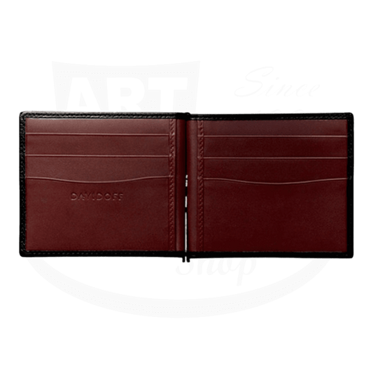 Davidoff Credit Card with Money Clip in Black Leather, 10234