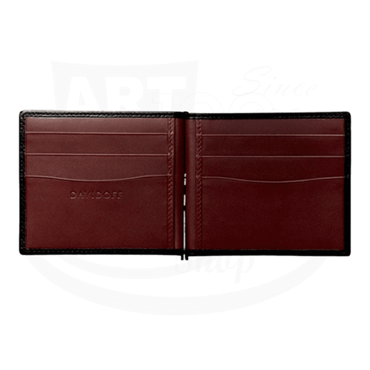 Davidoff Credit Card with Money Clip in Black Leather, 10234