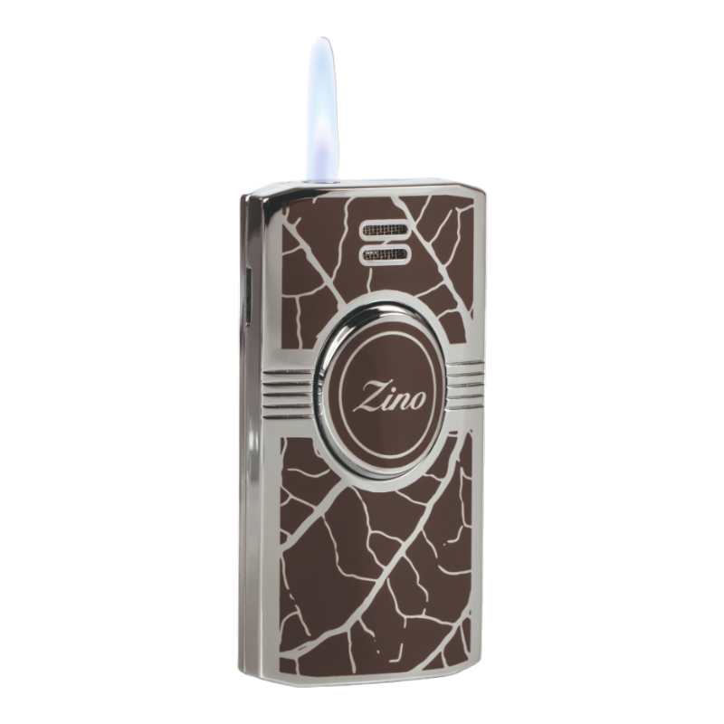 Zino Graphic Brown Tobacco Leaf Torch Lighter