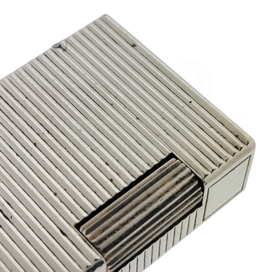 Preowned S.T. Dupont Ligne 1 BR Silver Horizontal Lines Lighter, 13109-D1