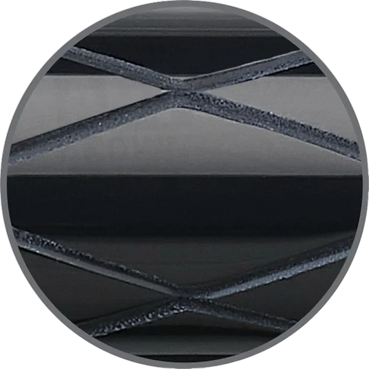 Faber-Castell Ambition Black Rhombus fountain pen polished black resin barrel with engraved rhombus pattern close-up detail