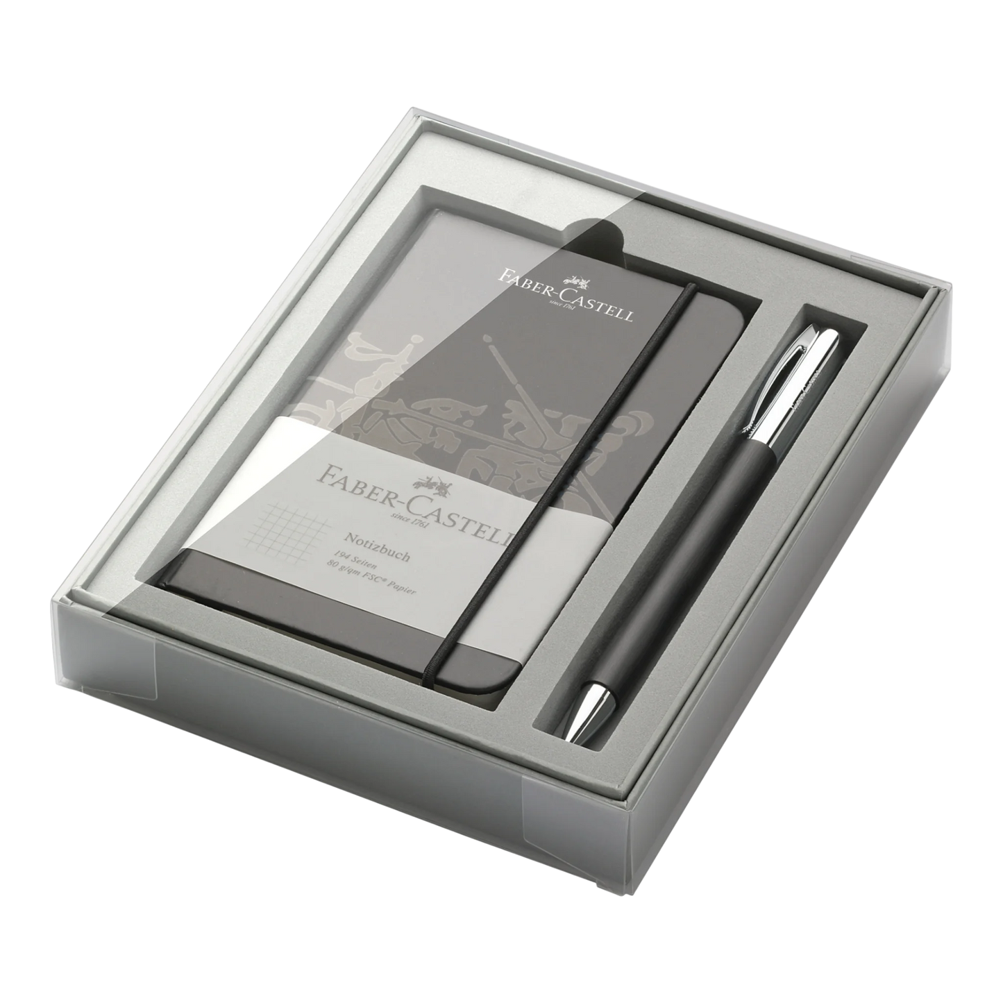 Faber-Castell Ambition Black Resin Ballpoint & Notebook Gift Set