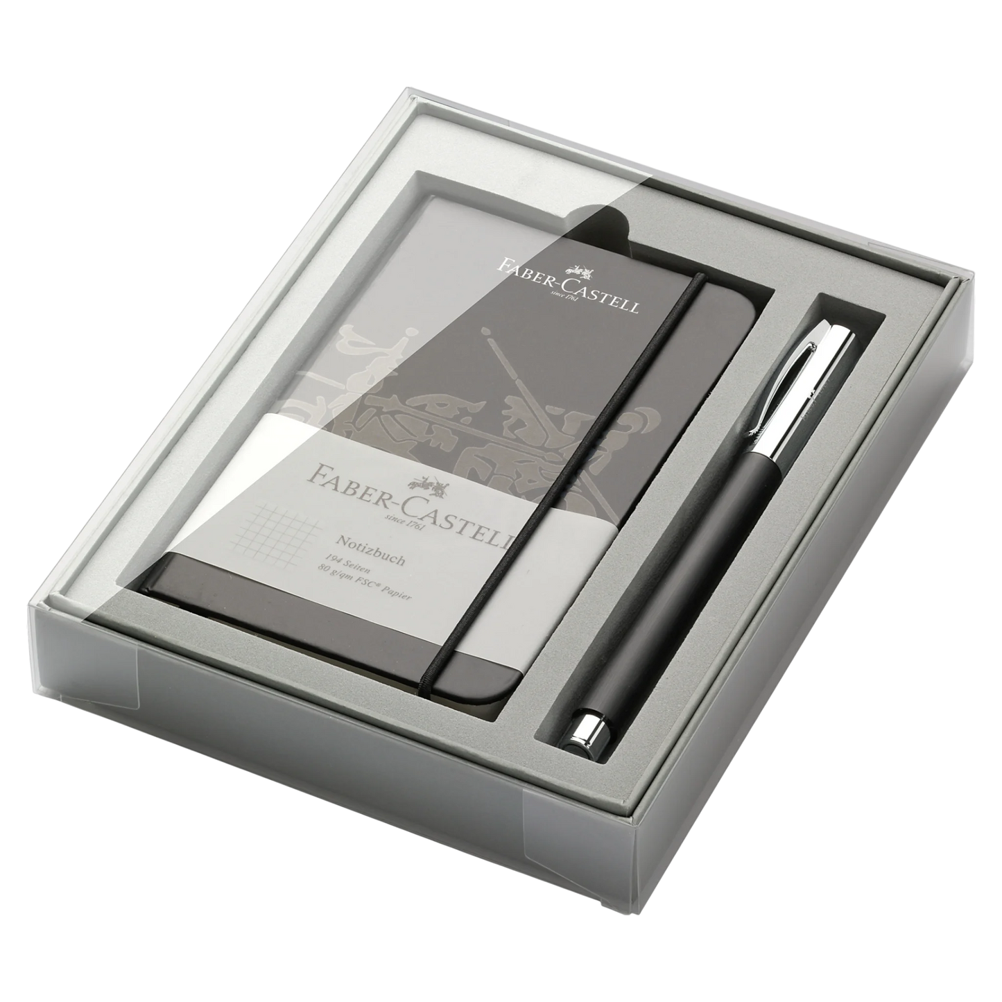 Faber-Castell Ambition Black Resin Rollerball & Notebook Gift Set