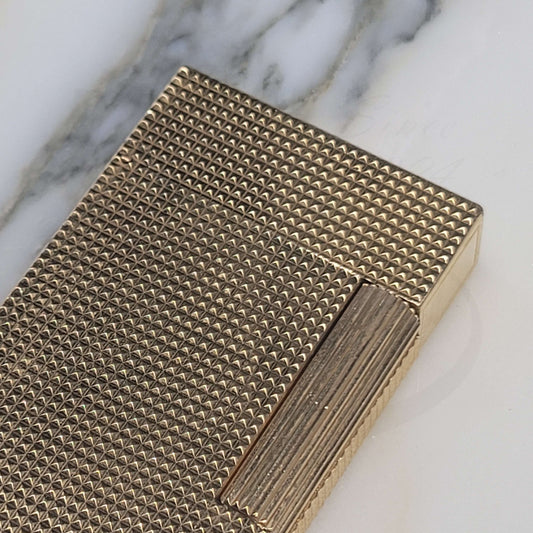 Preowned Vintage S.T. Dupont Ligne 2 Gold Diamondhead Lighter, 016211