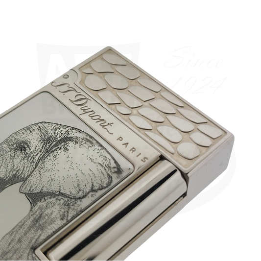 S.T. Dupont Ligne 2 Limited Edition Big 5 Collection Elephant Lighter 016490 silver tone with engraved elephant design