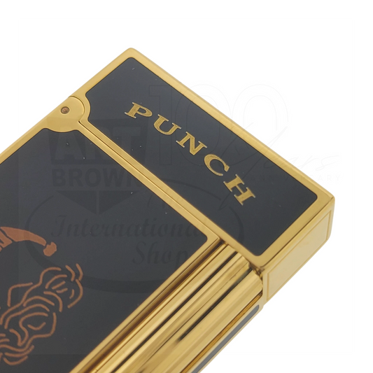Vintage S.T. Dupont Limited Edition Ligne 2 Habanos Punch Lighter Display Model 016702 gold lacquer with black panels and engravings
