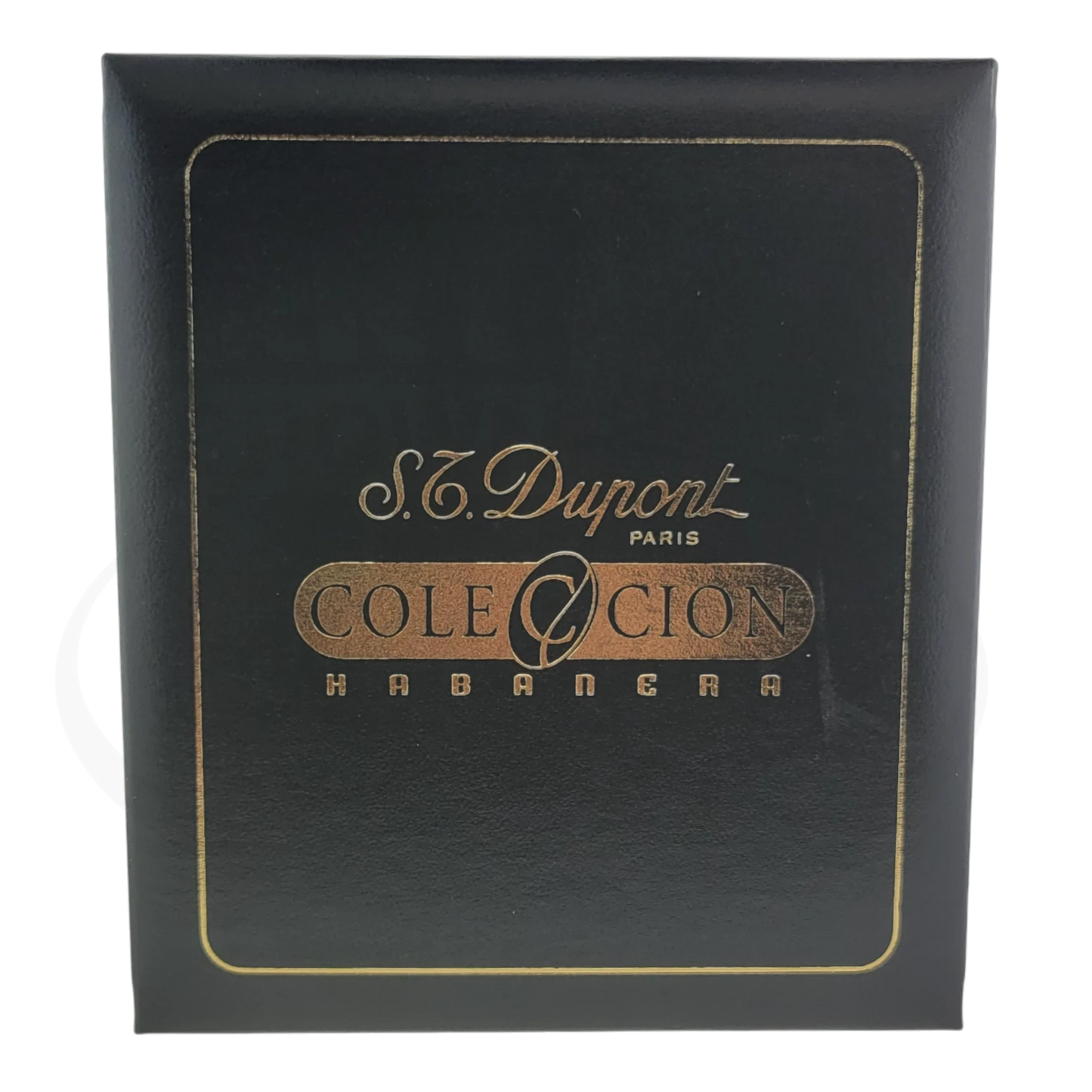 ST Dupont Ligne 2 Habanos Cuaba display box in dark green with gold lettering, luxury leather-bound presentation case with logo