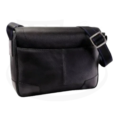 S.T. Dupont Defi Black Carbon Leather Small Messenger Bag 171000, black carbon leather, compact rectangular design with adjustable strap