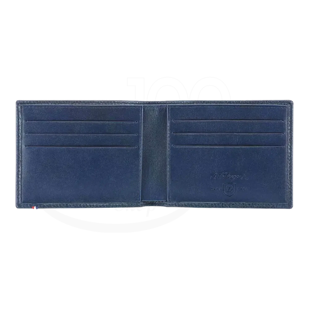 S.T. Dupont Grained Blue Leather 6 Credit Card Billfold, 180270