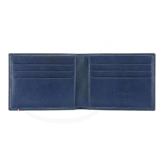 S.T. Dupont Grained Blue Leather 6 Credit Card Billfold, 180270