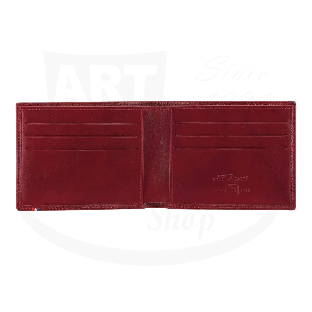 Open S.T. Dupont Line D Soft Grain Leather Wallet in Red with Palladium accent with 6 card slots