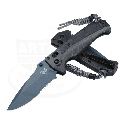 Benchmade Adira™ Tempest Gray Grivory® Serrated Drop-point