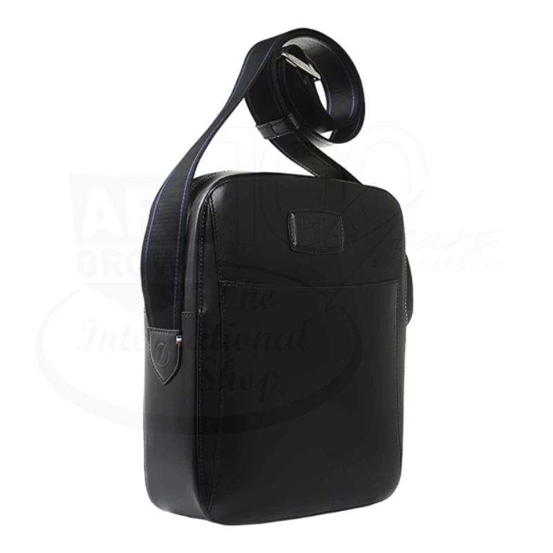 S.T. Dupont Line D Black Leather Medium Cross Shoulder Bag, 181011
