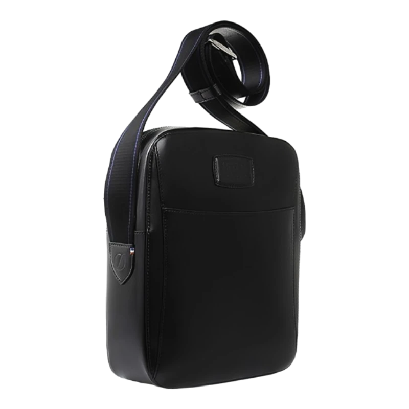 S.T. Dupont Line D Black Leather Medium Cross Shoulder Bag, 181011