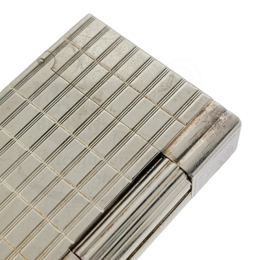 Preowned S.T. Dupont Gatsby Silver Grid Lighter, 018138-D1