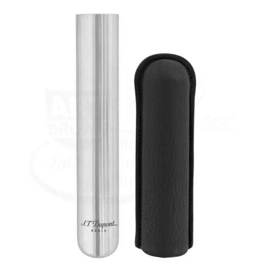 S.T. Dupont Metal Base 1 Black Grained Leather & Chrome Cigar Case, 183160, chrome and black leather, square 800x800 gallery 2