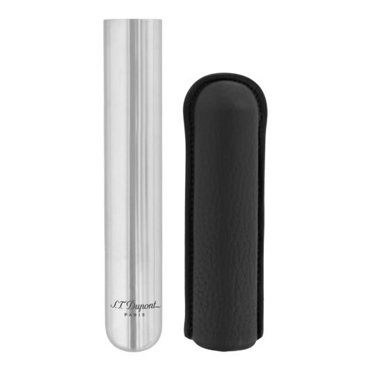 S.T. Dupont Metal Base 1 Black Grained Leather & Chrome Cigar Case, 183160
