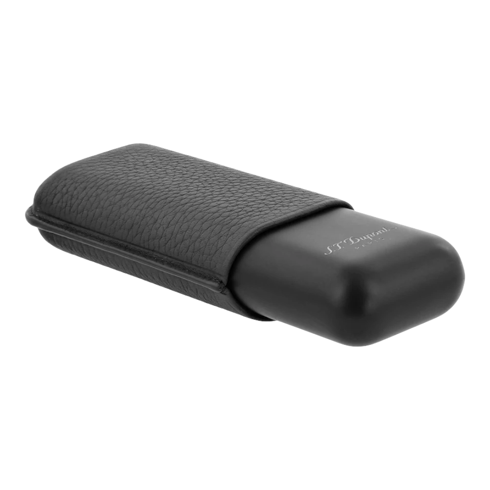 S.T. Dupont Metal Base Matte Black & Black 2 Cigar Case, 183240