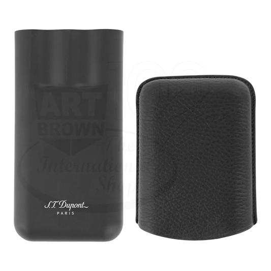 S.T. Dupont 3-Cigar Grained Black Leather & Matte Black Base Case, 183340
