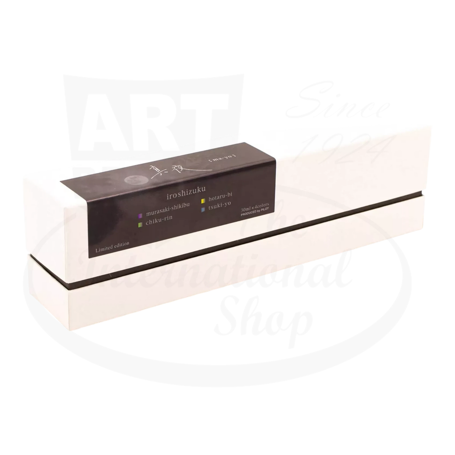 Pilot Iroshizuku Ma-Yo glass ink set in white gift box with 4 30mL bottles of limited edition twilight-inspired colors