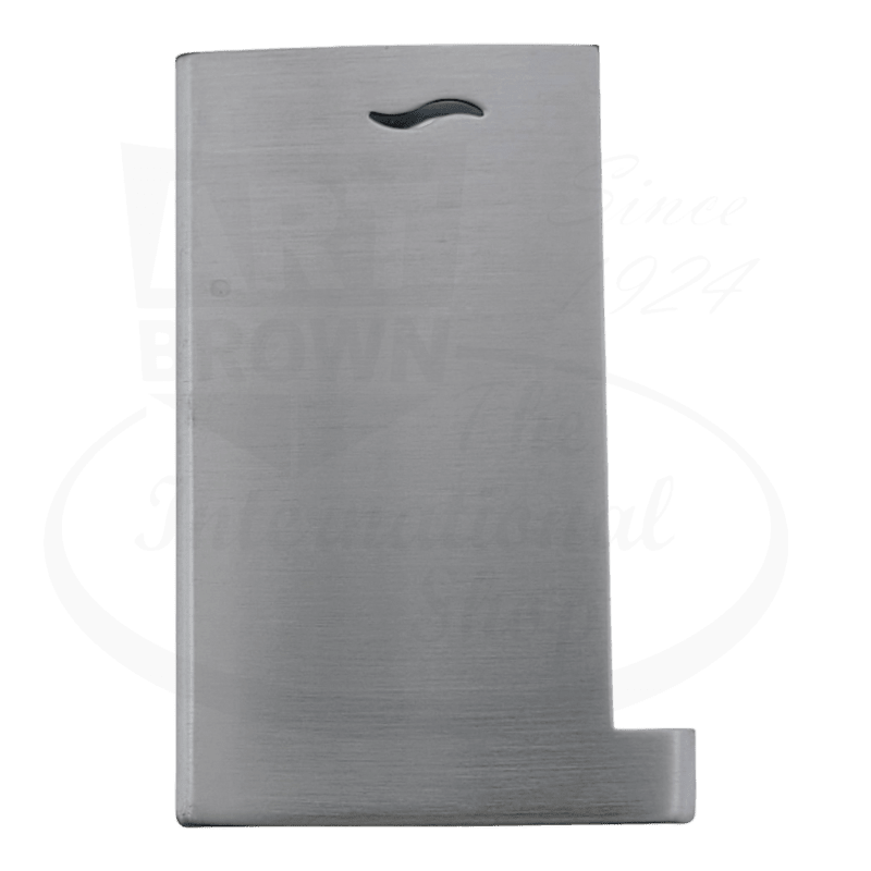 S.T. Dupont Slim 7 replacement shell in brushed stainless steel, rectangular panel with curved cut-out handle, metallic finish exterior casing