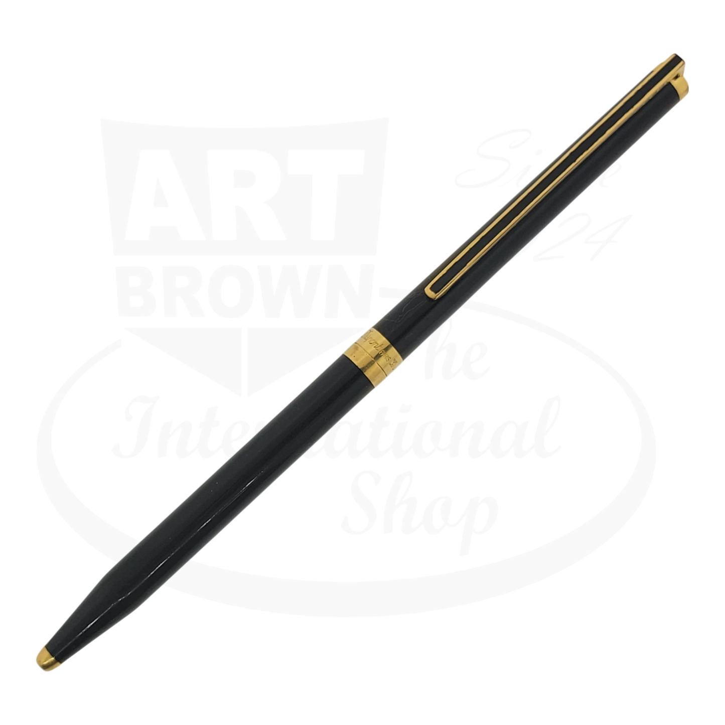 S.T. Dupont Classique V1 ballpoint pen in black Chinese lacquer with gold-plated trim, featuring slim design and squared clip