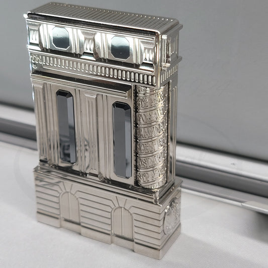ST Dupont Ligne 2 Place Vendome 016047 platinum-finish lighter with hematite inlays, architectural facade design, limited edition piece