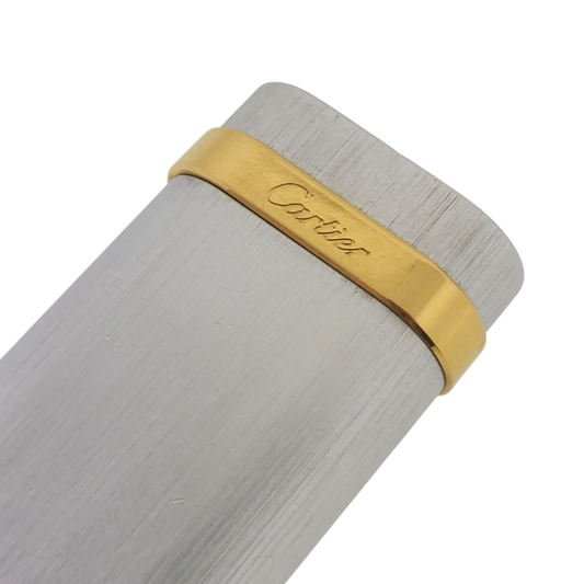 Preowned Cartier Duotone Brushed Pattern Lighter, Cartier-4