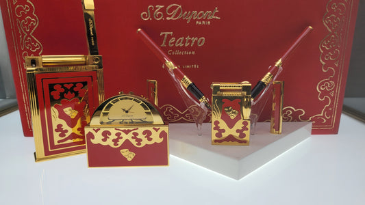 S.T. Dupont Limited Edition Teatro Collectors Red Lacquer and Gold Set