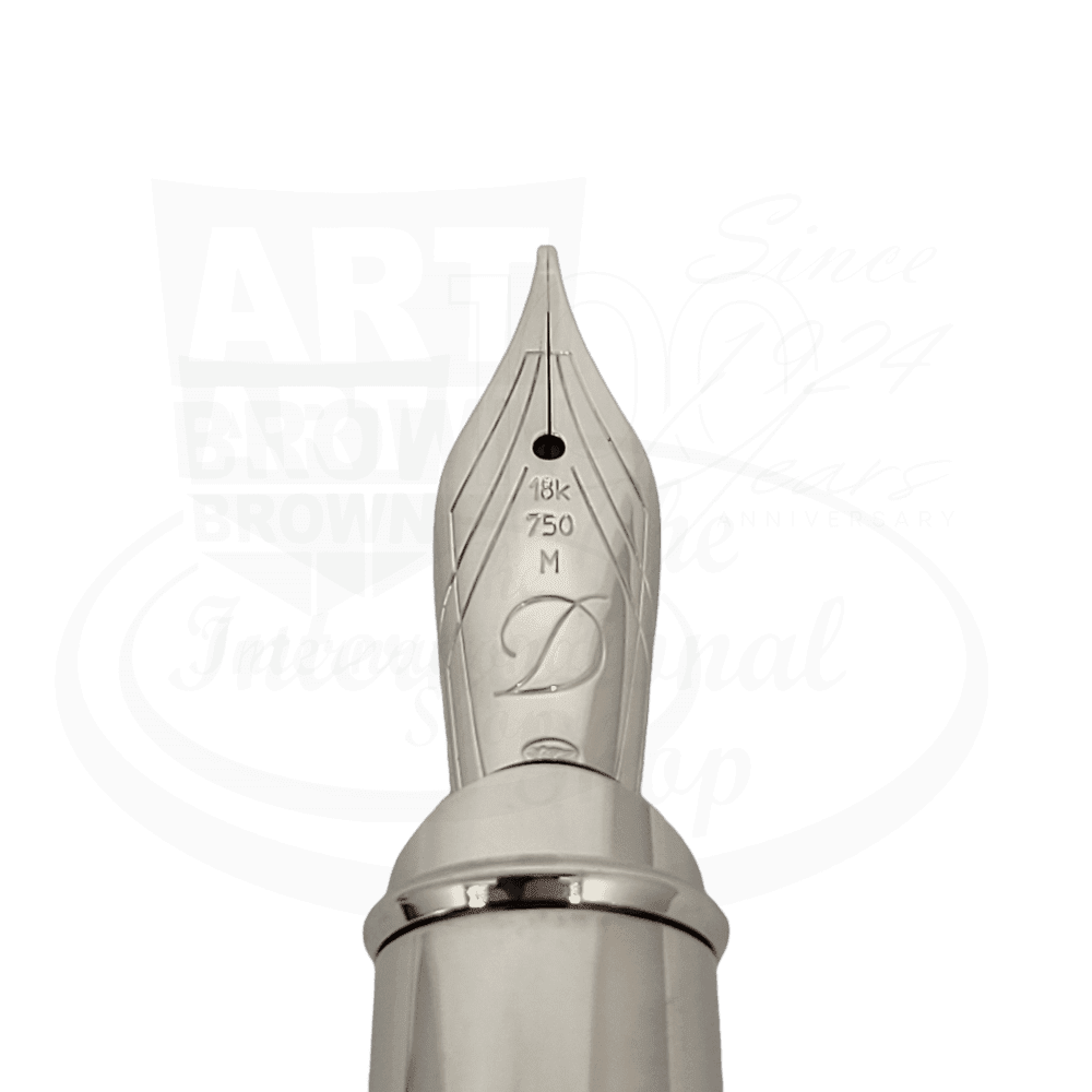 S.T. Dupont Limited Edition Tournaire Snake fountain pen nib in 18K gold with detailed engraving and polished silver finish