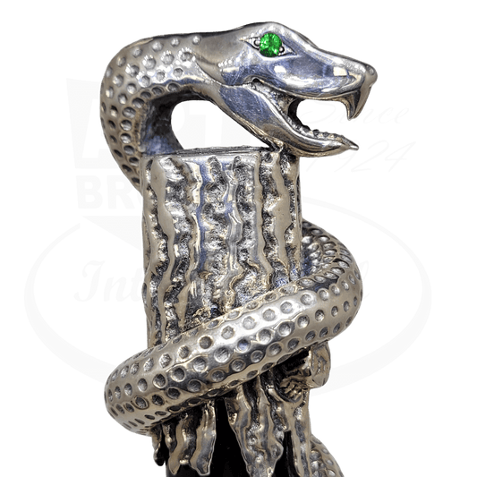 S.T. Dupont Limited Edition Tournaire Snake Fountain Pen 241054 silver bronze with emerald eyes detailed snake design