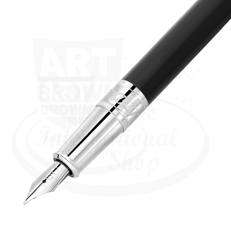 S.T. Dupont D-Initial Black and Chrome Fountain Pen, 260203