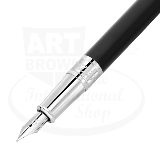 S.T. Dupont D-Initial Black and Chrome Fountain Pen, 260203