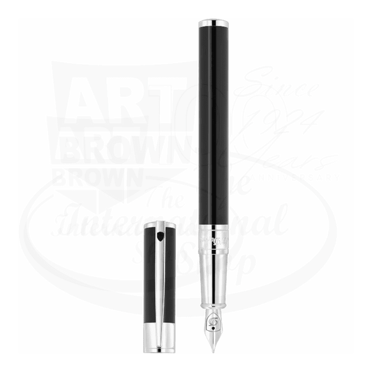 S.T. Dupont D-Initial Black and Chrome Fountain Pen, 260203