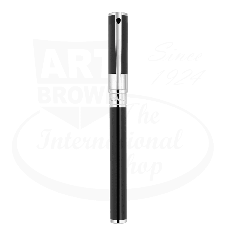 S.T. Dupont D-Initial Black and Chrome Rollerball Pen 262200, chromium finish, sleek black barrel with chrome accents