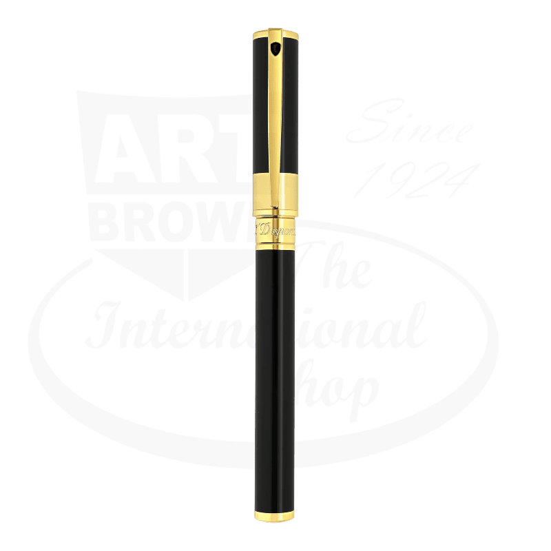 S.T. Dupont D-Initial Black and Gold Rollerball Pen 262202 yellow gold finish sleek black barrel