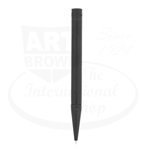 S.T. Dupont D-Initial 265115 matte black lacquered ballpoint pen featuring sleek cylindrical body with tapered end and brand-embossed cap