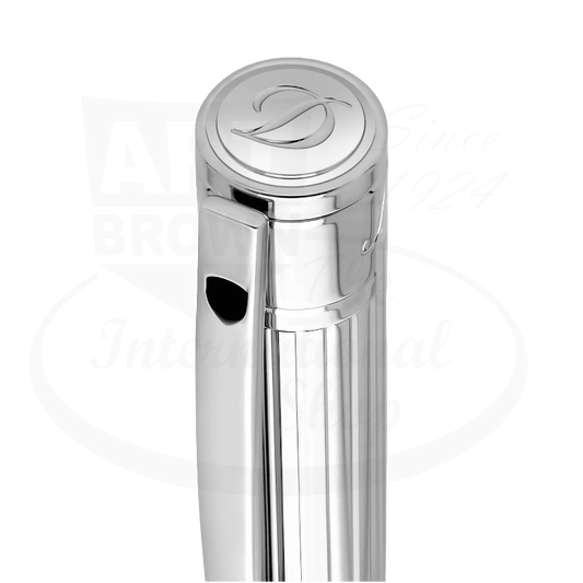 S.T. Dupont D-Initial Chrome Ballpoint Pen 265201 polished chrome finish with sleek modern clip and engraved cap logo