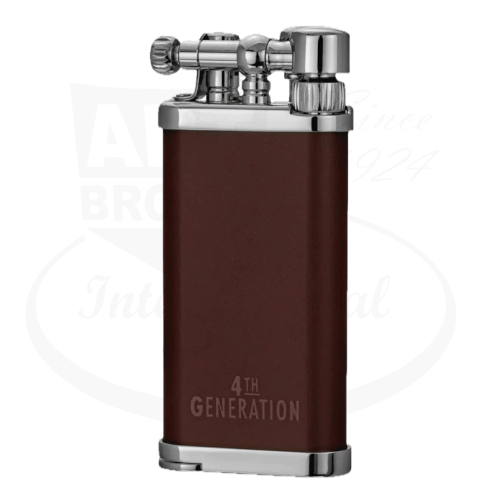 IM Corona 4th Generation Old Boy Tobacco Brown Pipe Lighter chrome metal with flint ignition and tamper, 65x30x12mm